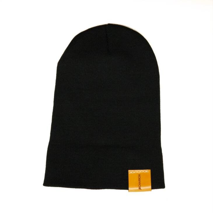 Leather Flip-Tag Toque – Black – JR Charron